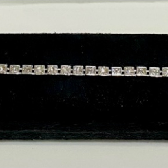 TIFFANY & CO SOLID 18K WHITE GOLD PRINCESS & ROSE CUT DIAMOND BRACELET - Picture 8 of 10